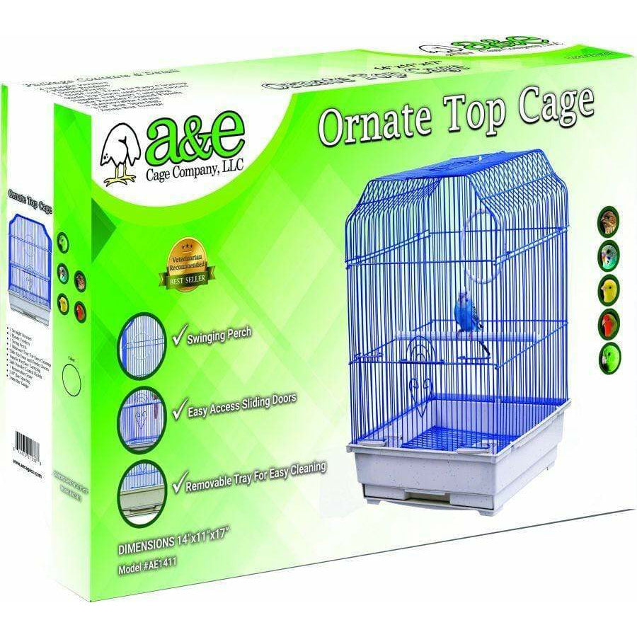 AE Cage Company Bird 1 count AE Cage Company Ornate Top Bird Cage 14"x11"x17" Black