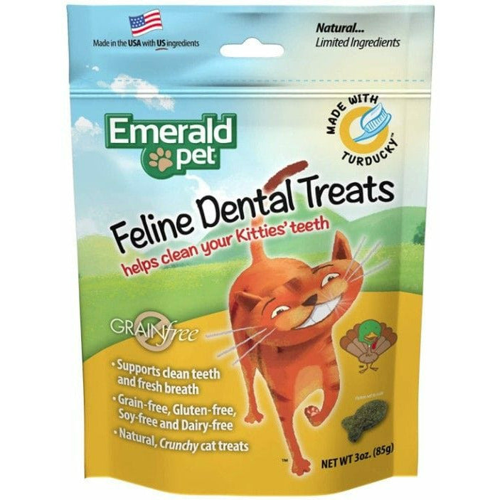 Emerald Pet Cat 3 oz Emerald Pet Feline Dental Treats Turducky Flavor