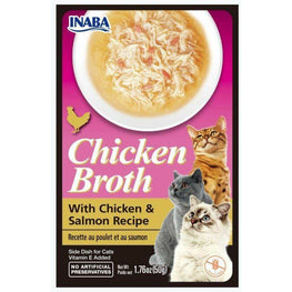 Inaba Cat 1.76 oz Inaba Chicken Broth with Chicken and Salmon Recipe Side Dish for Cats