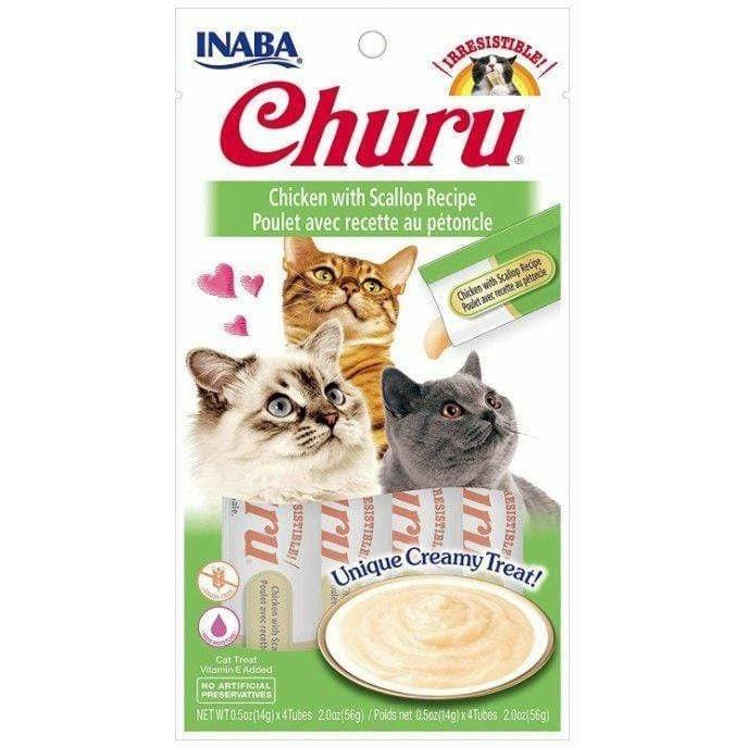 Inaba Cat 4 count Inaba Churu Chicken with Scallop Recipe Creamy Cat Treat