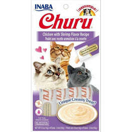 Inaba Cat 4 count Inaba Churu Chicken with Shrimp Flavor Recipe Creamy Cat Treat