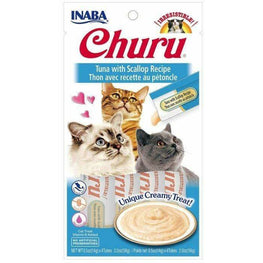 Inaba Cat 4 count Inaba Churu Tuna with Scallop Recipe Creamy Cat Treat