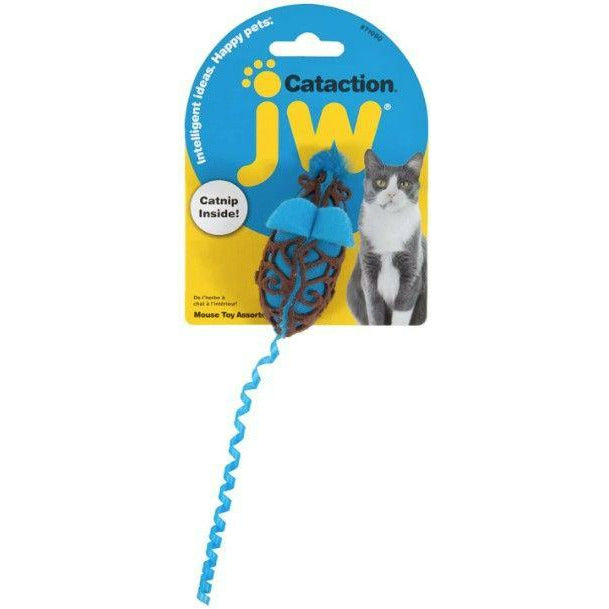 JW Pet Cat 1 count JW Pet Cataction Catnip Mouse Cat Toy With Rope Tail