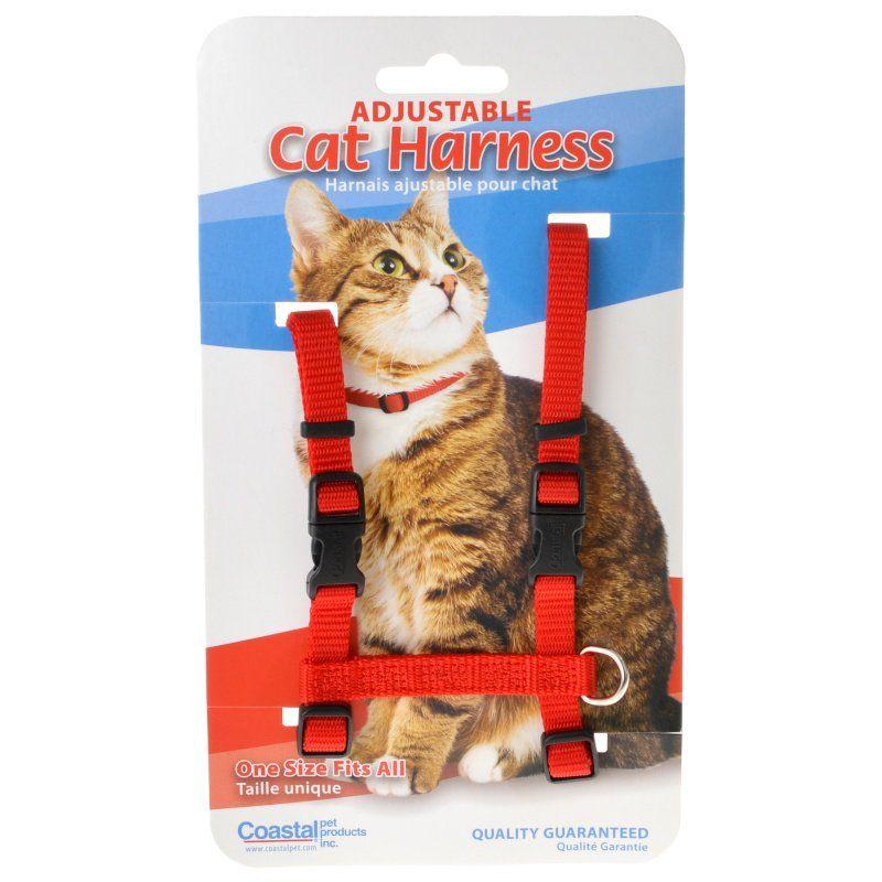 Tuff Collar Cat Girth Size 10"-18" Tuff Collar Nylon Adjustable Cat Harness - Red