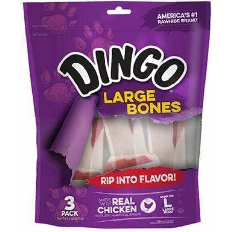 Dingo Dog Large - 8.5" (3 Pack) Dingo Meat in the Middle Rawhide Chew Bones