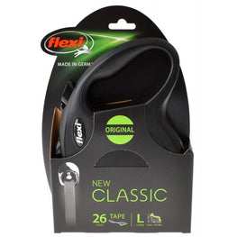 Flexi Dog Large - 16' Tape (Pets up to 110 lbs) Flexi New Classic Retractable Tape Leash - Black