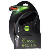 Flexi Dog Large - 16' Tape (Pets up to 110 lbs) Flexi New Classic Retractable Tape Leash - Black