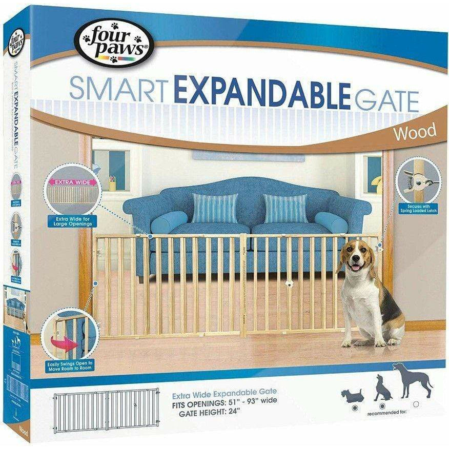 Four Paws Dog 53"-96" Wide x 24" High Four Paws Extra Wide Wood Safety Gate