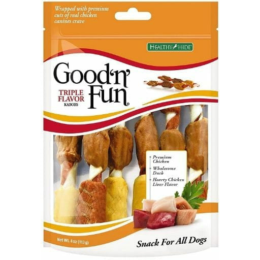 Healthy Hide Dog 4 oz Healthy Hide Good 'n' Fun Triple-Flavor Kabobs - Chicken, Duck & Beef Liver