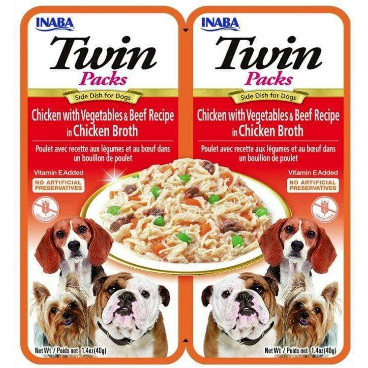 Inaba Dog 2 count Inaba Twin Packs Chicken with Vegetables and Beef Recipe in Chicken Broth Side Dish for Dogs