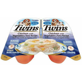Inaba Dog 2 count Inaba Twins Chicken with Vegetables and Tuna Recipe Side Dish for Dogs