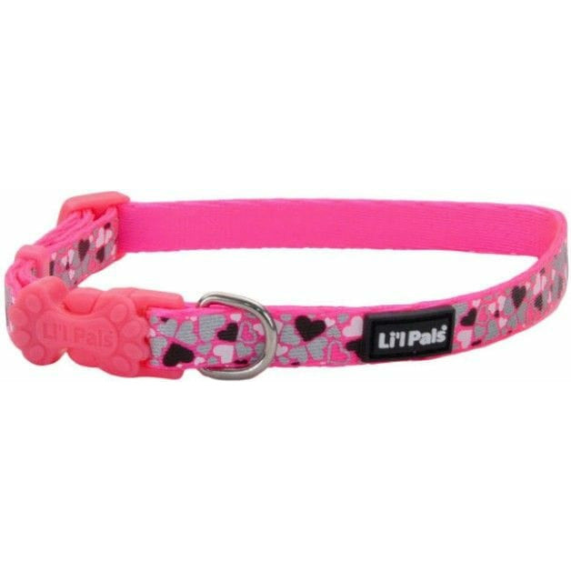 Li'l Pals Dog 8-12"L x 3/8"W Li'L Pals Reflective Collar - Pink with Hearts