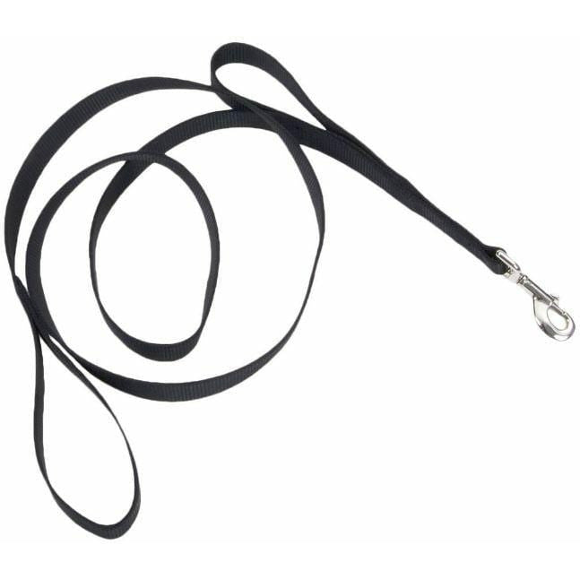 Coastal Pet Dog 6" Long x 1" Wide Loops 2 Double Nylon Handle Leash - Black