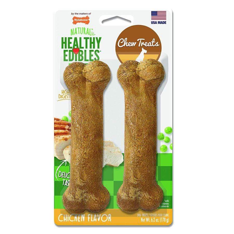 Nylabone Dog Wolf - 5.5" Long (2 Pack) Nylabone Healthy Edibles Wholesome Dog Chews - Chicken Flavor