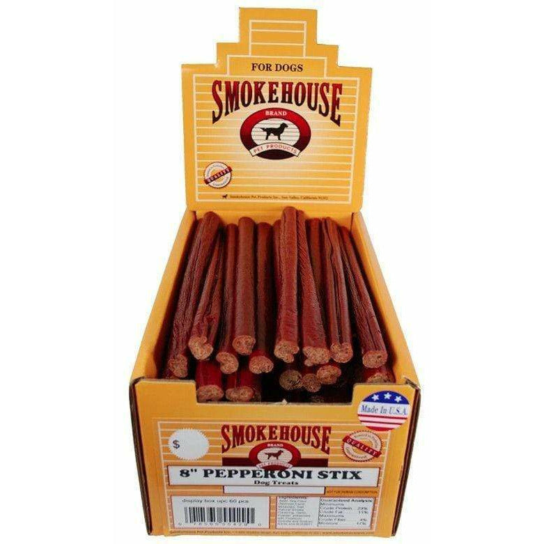 Smokehouse Dog 60 count (6 x 10 ct) Smokehouse Pepperoni Stix 8" Dog Treat with Display Box