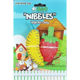 AE Cage Company Small Pet 2 count AE Cage Company Nibbles Strawberry and Banana Loofah Chew Toys