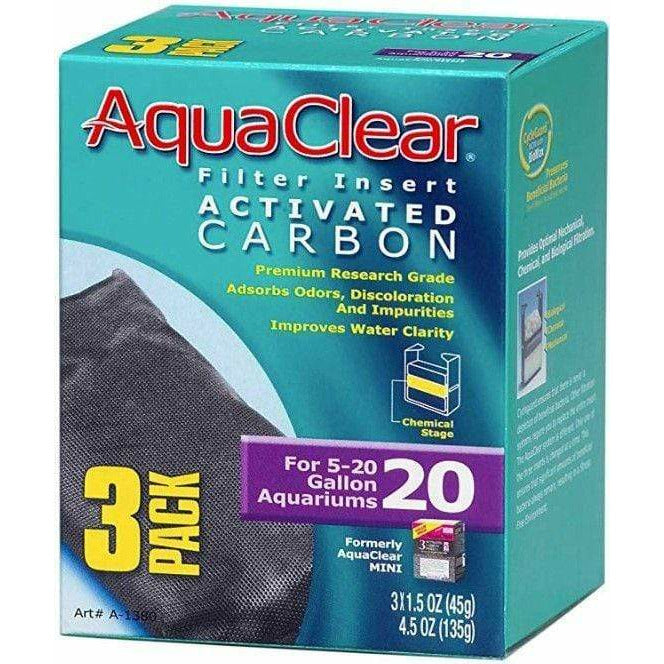 AquaClear Aquarium Size 20 - 3 count Aquaclear Activated Carbon Filter Inserts