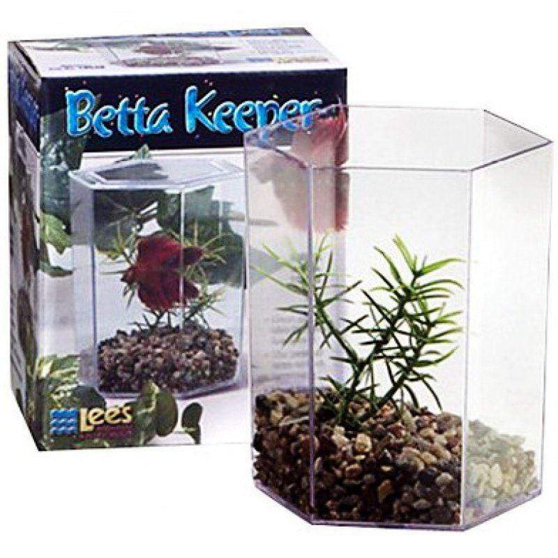 Lee's Aquarium 24 oz (4.8"L x 3.8"W x 5.4"H) Lees Betta Keeper Hex Aquarium Kit