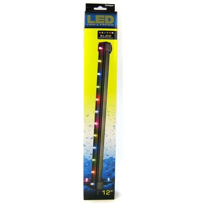 Via Aqua Aquarium 2.7 Watts - 12" Long (12 Multicolor LED's) Via Aqua LED Light & Airstone Slow Color Changing