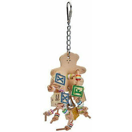 A&E Cage Company Bird 1 count AE Cage Company Happy Beaks Leather Bear with ABC Blocks Assorted Bird Toy