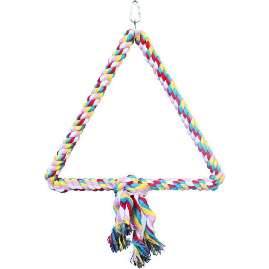 A&E Cage Company Bird 1 count AE Cage Company Happy Beaks Triangle Cotton Rope Swing for Birds