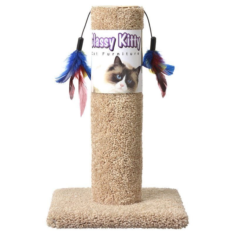 North American Pet Products Cat 17.5" High (Assorted Colors) Classy Kitty Cat Scratching Post with Feathers