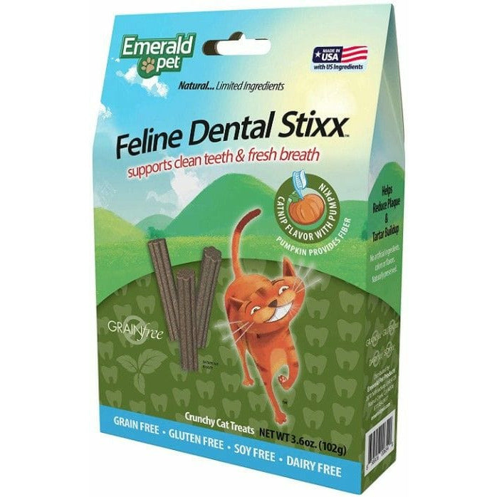 Emerald Pet Cat 3.6 oz Emerald Pet Feline Dental Stixx Catnip and Pumpkin Recipe