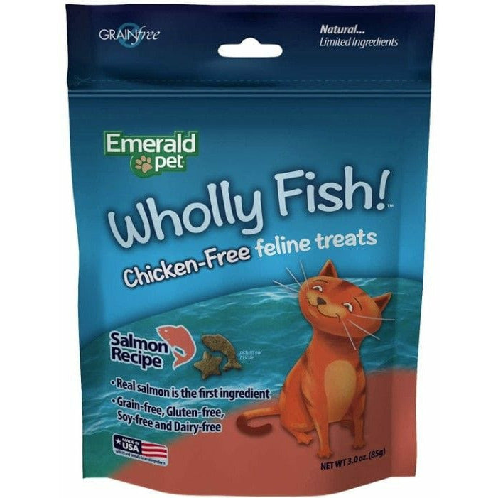 Emerald Pet Cat 3 oz Emerald Pet Wholly Fish! Cat Treats Salmon Recipe