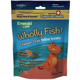 Emerald Pet Cat 3 oz Emerald Pet Wholly Fish! Digestive Health Cat Treats Salmon Recipe