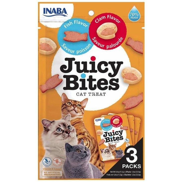 Inaba Cat 3 count Inaba Juicy Bites Cat Treat Fish and Clam Flavor