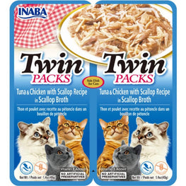 Inaba Cat 2 count Inaba Twin Packs Tuna and Chicken with Scallop Recipe in Scallop Broth Side Dish for Cats