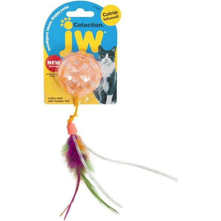 JW Pet Cat 1 count JW Pet Cataction Catnip Infused Lattice Ball Cat Toy With Tail