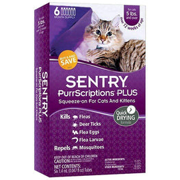 Sentry Cat Cats Over 5 lbs - 6 Month Supply Sentry PurrScriptions Plus Flea & Tick Control for Cats & Kittens