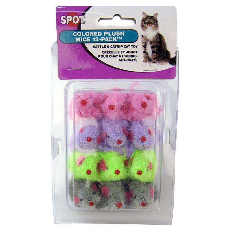 Spot Cat 12 Pack Spot Colored Fur Mice Cat Toys
