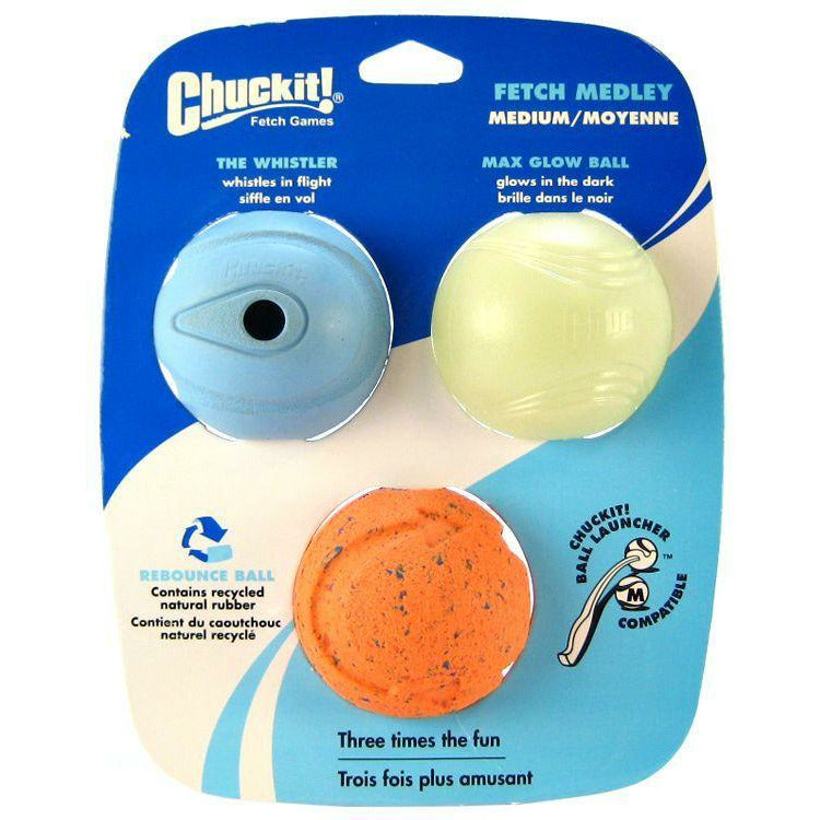 Chuckit! Dog Medium Ball - 2.25" Diameter (3 Pack) Chuckit Fetch Medley Balls