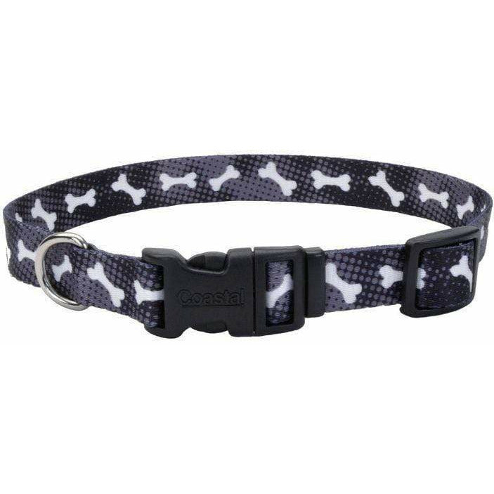 Coastal Pet Dog 1 count Coastal Pet Styles Nylon Adjustable Dog Collar Black Bones 1" W x 18-26" Long