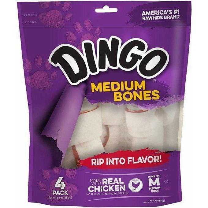 Dingo Dog Medium - 6" (4 Pack) Dingo Meat in the Middle Rawhide Chew Bones