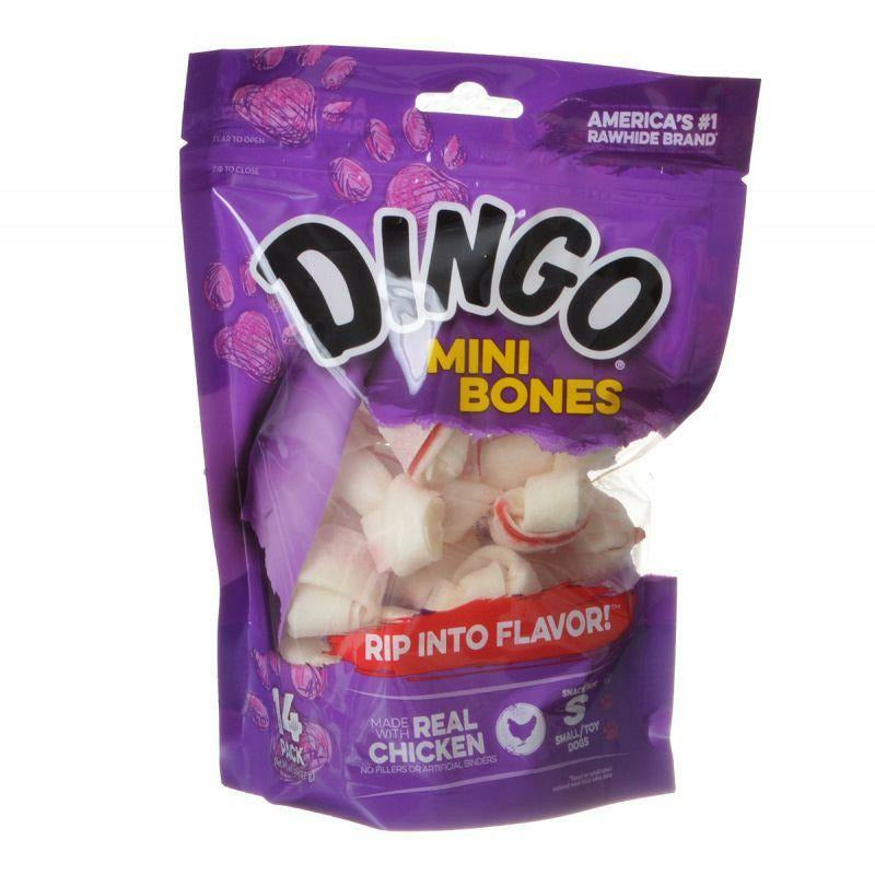 Dingo Dog Mini - 2.5" (14 Pack) Dingo Meat in the Middle Rawhide Chew Bones