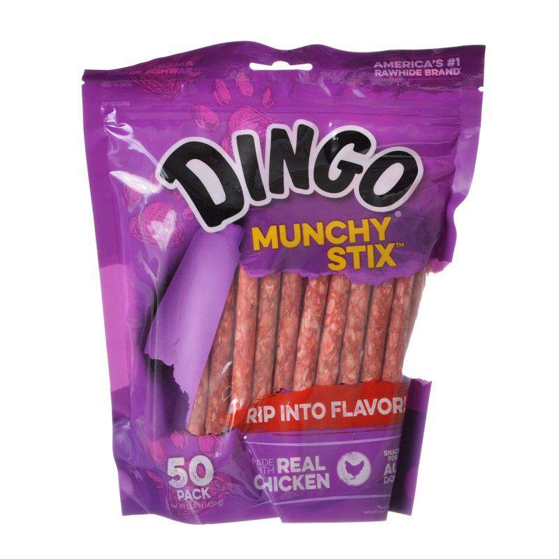 Dingo Dog 50 Pack - (5" Sticks) Dingo Munchy Stix Chicken & Rawhide Chews (No China Sourced Ingredients)