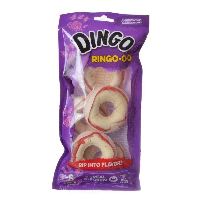 Dingo Dog 5 Pack (2.75" Rings) Dingo Ringo Meat & Rawhide Chews (No China Sourced Ingredients)