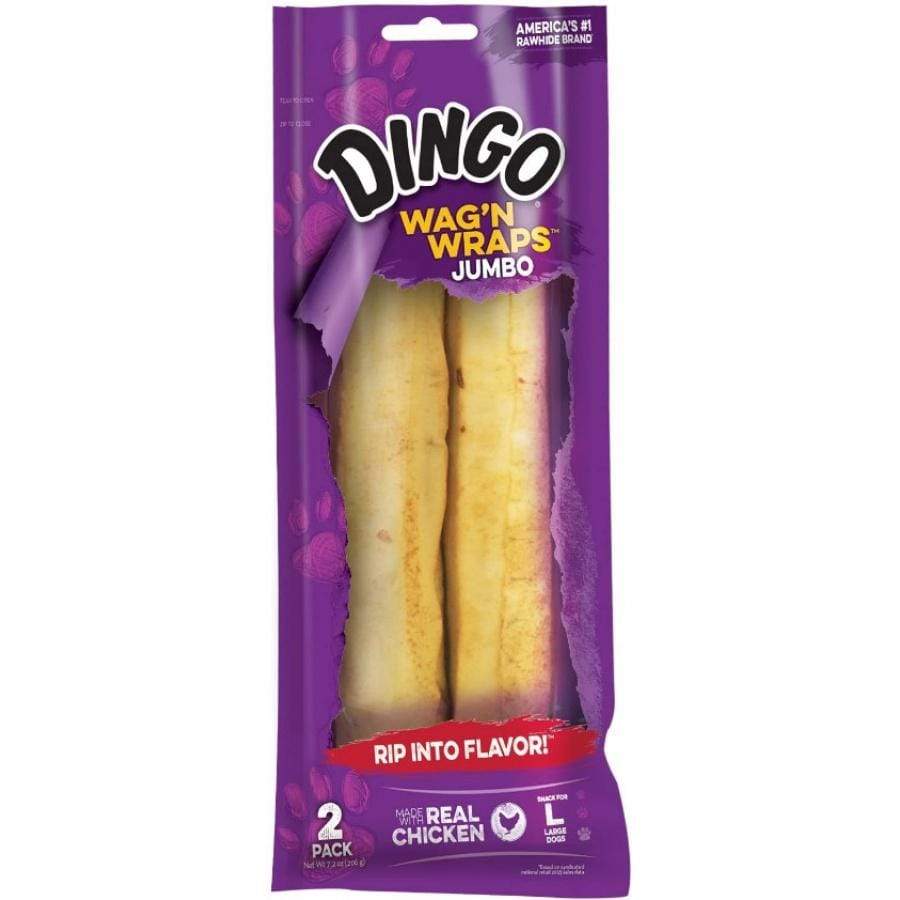 Dingo Dog Jumbo 2 count Dingo Wag'n Wraps Chicken & Rawhide Chews (No China Sourced Ingredients)