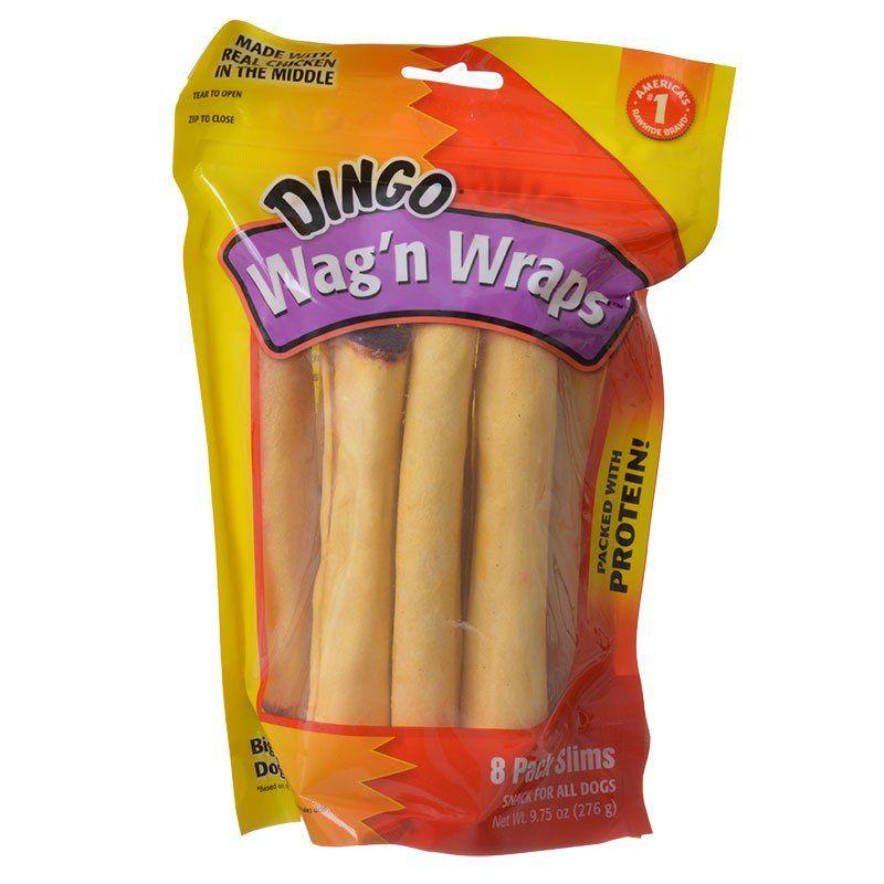 Dingo Dog Slims - 8 Pack - (5" Sticks) Dingo Wag'n Wraps Chicken & Rawhide Chews (No China Sourced Ingredients)