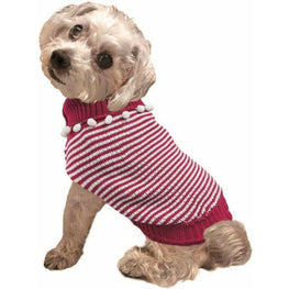 Fashion Pet Dog Medium Fashion Pet Pom Pom Stripe Dog Sweater Raspberry