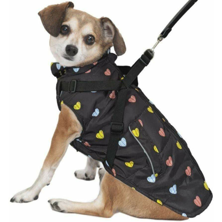 Fashion Pet Dog Medium Fashion Pet Puffy Heart Harness Coat Black