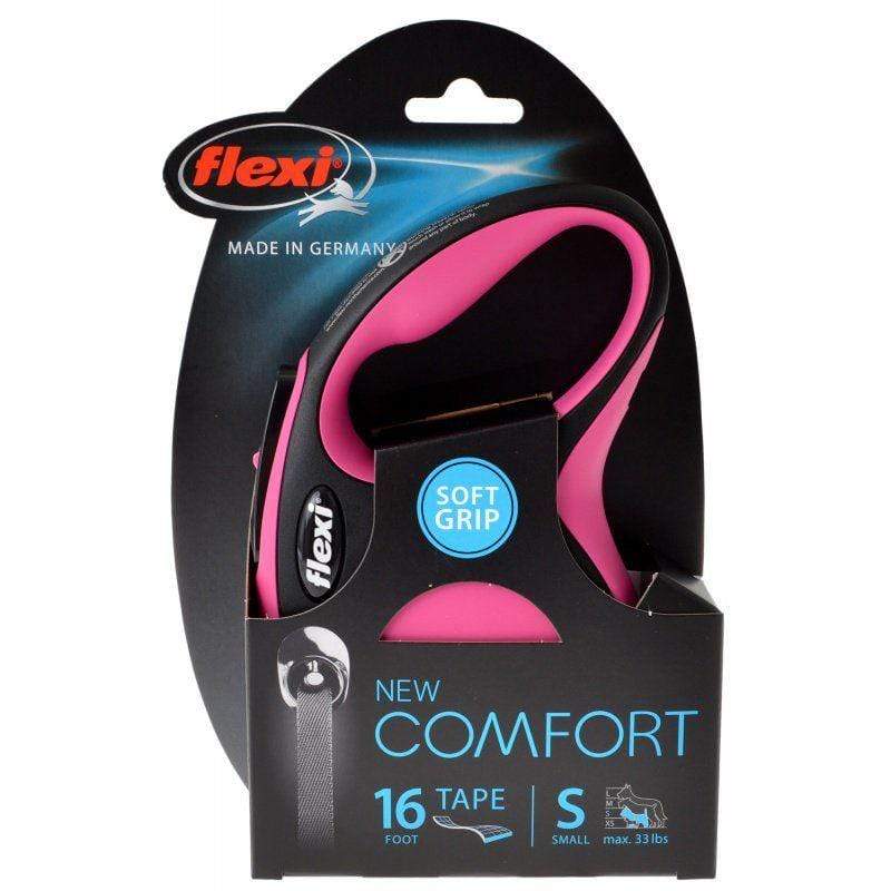 Flexi Dog Small - 16' Tape (Pets up to 33 lbs) Flexi New Comfort Retractable Tape Leash - Pink