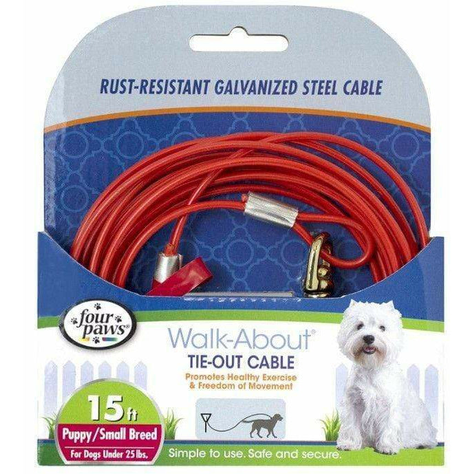 Four Paws Dog 15' Long Four Paws Walk-About Puppy Tie-Out Cable for Dogs up to 25 lbs