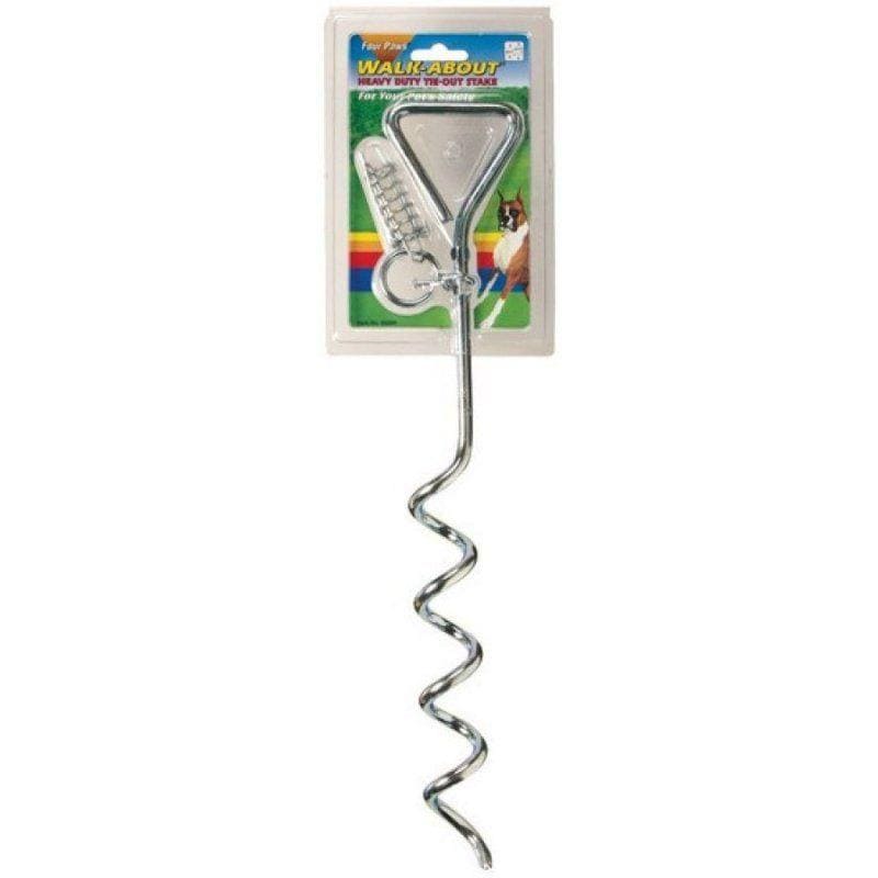 Four Paws Dog 19" Silver Spiral Tie Out Stake Four Paws Walk About Spiral Tie Out Stake