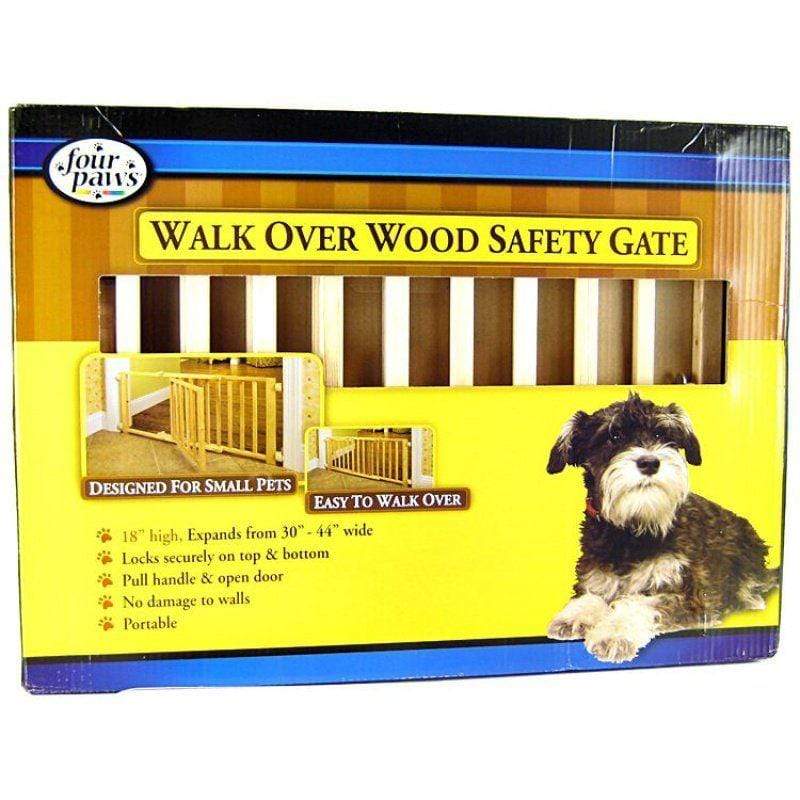 Four Paws Dog 30"-44" Wide x 18" High Four Paws Walk Over Wood Safety Gate with Door