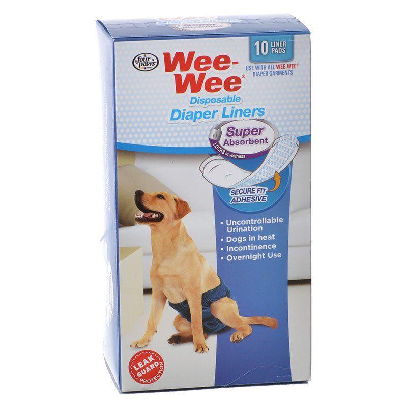 Four Paws Dog 10 Pack - (Fits All Garment Sizes) Four Paws Wee Wee Super Absorbent Disposable Diaper Liners