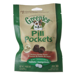 Greenies Dog Tablets - 3.2 oz - (Approx. 30 Treats) Greenies Pill Pockets Dog Treats - Hickory Smoke Flavor